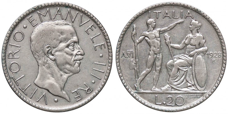 SAVOIA - Vittorio Emanuele III (1900-1943) - 20 Lire 1928 A VI Littore Pag. 673;...