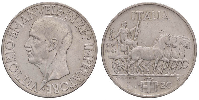 SAVOIA - Vittorio Emanuele III (1900-1943) - 20 Lire 1936 XIV Impero Pag. 681; M...