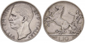 SAVOIA - Vittorio Emanuele III (1900-1943) - 10 Lire 1927 ** Biga Pag. 692a; Mont. 90 AG
BB/BB+