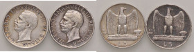 SAVOIA - Vittorio Emanuele III (1900-1943) - 5 Lire 1928 * e ** Aquiletta RR AG Lotto di 2 monete
qBB÷BB+