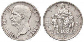 SAVOIA - Vittorio Emanuele III (1900-1943) - 5 Lire 1936 XIV Fecondità Pag. 719; Mont. 133 AG Colpetto
qFDC