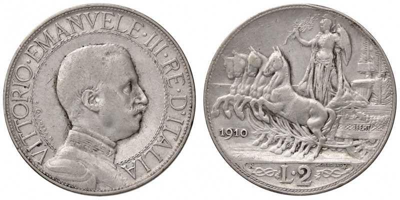 SAVOIA - Vittorio Emanuele III (1900-1943) - 2 Lire 1910 Quadriga lenta Pag. 733...