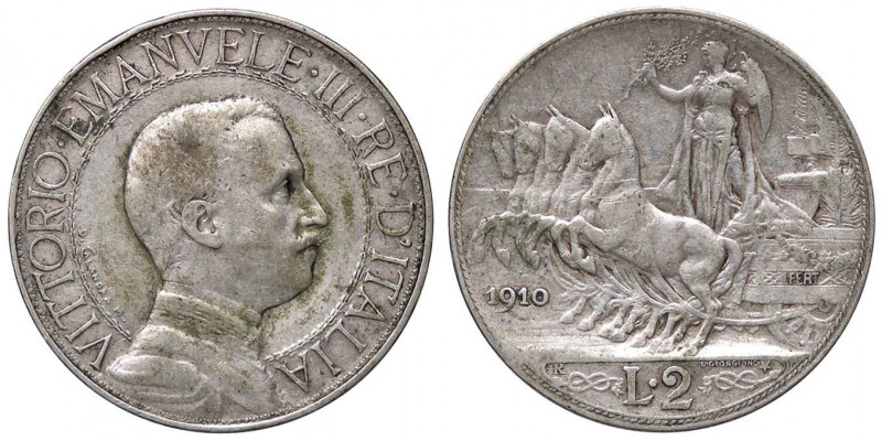 SAVOIA - Vittorio Emanuele III (1900-1943) - 2 Lire 1910 Quadriga lenta Pag. 733...