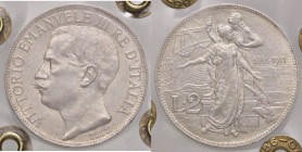 SAVOIA - Vittorio Emanuele III (1900-1943) - 2 Lire 1911 Cinquantenario Pag. 736; Mont. 152 AG Sigillata Giovanni Gaudenzi
SPL-FDC