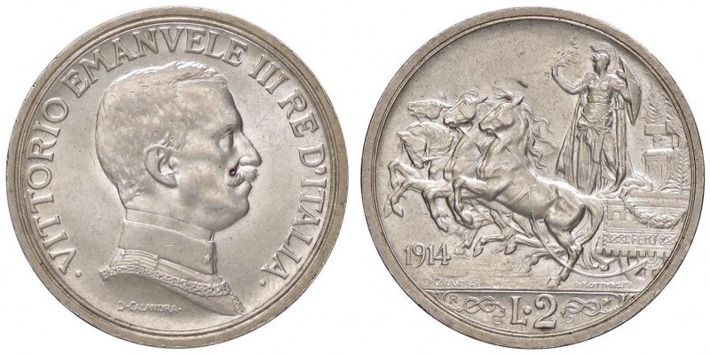 SAVOIA - Vittorio Emanuele III (1900-1943) - 2 Lire 1914 Quadriga briosa Pag. 73...
