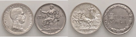 SAVOIA - Vittorio Emanuele III (1900-1943) - 2 Lire 1915 Quadriga briosa Pag. 738; Mont. 155 AG Assieme a lira 1922 - Lotto di 2 monete
med. SPL