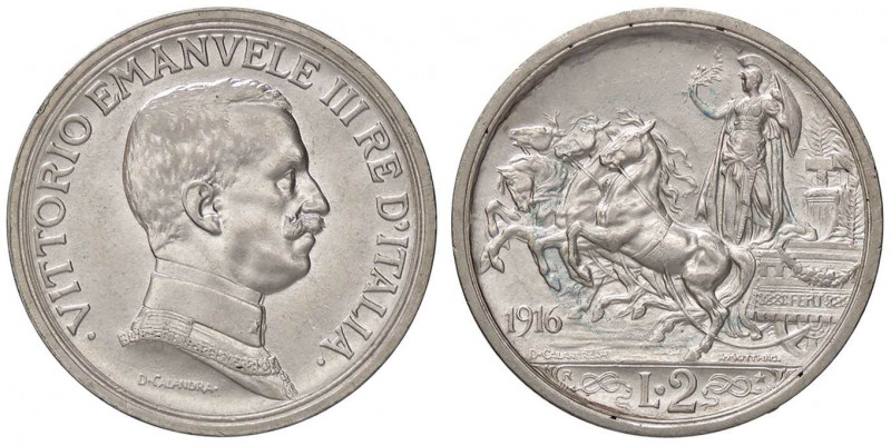 SAVOIA - Vittorio Emanuele III (1900-1943) - 2 Lire 1916 Quadriga briosa Pag. 73...