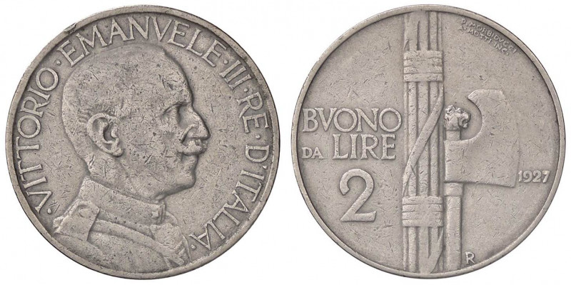 SAVOIA - Vittorio Emanuele III (1900-1943) - 2 Lire 1927 Fascio Pag. 745; Mont. ...