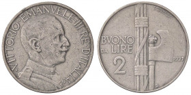 SAVOIA - Vittorio Emanuele III (1900-1943) - 2 Lire 1927 Fascio Pag. 745; Mont. 165 RR NI Colpetto
qBB/BB