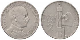 SAVOIA - Vittorio Emanuele III (1900-1943) - 2 Lire 1927 Fascio Mont. 165 bis RRR NI Asse spostato di 15 gradi
meglio di MB