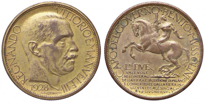 SAVOIA - Vittorio Emanuele III (1900-1943) - 2 Lire 1928 Fiera di Milano Pag. ma...