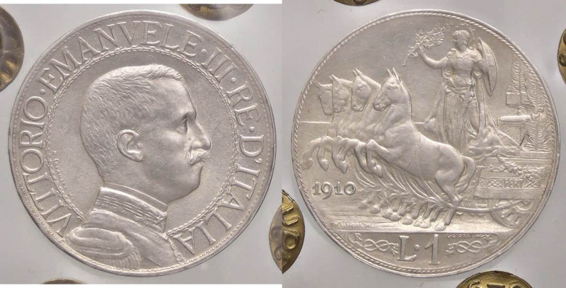 SAVOIA - Vittorio Emanuele III (1900-1943) - Lira 1910 Quadriga lenta Pag. 770; ...