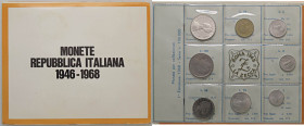 REPUBBLICA ITALIANA - Repubblica Italiana (monetazione in lire) (1946-2001) - Serie zecca 1968 Mont. 1 R In confezione - 8 valori
FDC