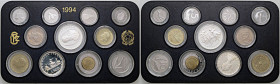 REPUBBLICA ITALIANA - Repubblica Italiana (monetazione in lire) (1946-2001) - Serie zecca 1994 Mont. 31 In confezione - 11 valori Senza confezione est...