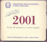 REPUBBLICA ITALIANA - Repubblica Italiana (monetazione in lire) (1946-2001) - Serie zecca 2001 Mont. 38 In confezione - 12 valori
FDC
