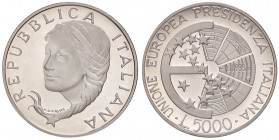 REPUBBLICA ITALIANA - Repubblica Italiana (monetazione in lire) (1946-2001) - 5.000 Lire 1996 - Presidenza UE Mont. 50bis NC AG In confezione
FS