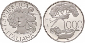 REPUBBLICA ITALIANA - Repubblica Italiana (monetazione in lire) (1946-2001) - 1.000 Lire 1994 - Flora e Fauna Mont. 46bis NC AG In confezione
FS