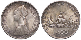 REPUBBLICA ITALIANA - Repubblica Italiana (monetazione in lire) (1946-2001) - 500 Lire 1966 - Caravelle Mont. 9 AG Patinata
FDC