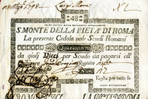 CARTAMONETA - STATO PONTIFICIO - Sacro Monte della Pietà di Roma (1785-1797) Tagli da 5 a 50 scudi Gav. 1 48 scudi
qFDS