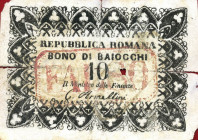 CARTAMONETA - STATO PONTIFICIO - Repubblica Romana Boni Centrali (1849) - 10 Baiocchi 1849 Gav. 172 R Armellini Falso d'epoca
MB