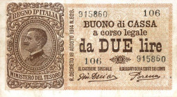 CARTAMONETA - BUONI DI CASSA - Vittorio Emanuele III (1900-1943) - 2 Lire 14/03/1920 - Serie 101-125 Alfa 33; Lireuro 7D R Giu. Dell'Ara/Porena
qFDS
