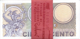 CARTAMONETA - BIGLIETTI DI STATO - Repubblica Italiana (monetazione in lire) (1946-2001) - 500 Lire - Mercurio 500 lire mercurio Lotto di 100 bigliett...