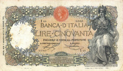 CARTAMONETA - BANCA d'ITALIA - Vittorio Emanuele III (1900-1943) - 50 Lire 01/08/1917 - Buoi Alfa 214; Lireuro 4E RR Stringher/Sacchi Piccolo tagliett...