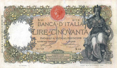 CARTAMONETA - BANCA d'ITALIA - Vittorio Emanuele III (1900-1943) - 50 Lire 20/05/1916 - Buoi Alfa 211; Lireuro 4B RR Stringher/Sacchi Restauro in alto...