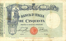 CARTAMONETA - BANCA d'ITALIA - Vittorio Emanuele III (1900-1943) - 50 Lire - Fascetto con matrice 12/08/1929 Alfa 174; Lireuro 5/10 Stringher/Cima
qB...