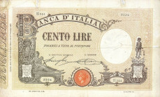 CARTAMONETA - BANCA d'ITALIA - Vittorio Emanuele III (1900-1943) - 100 Lire - Barbetti con matrice 21/09/1925 Alfa 327; Lireuro 15/55 Stringher/Sacchi...