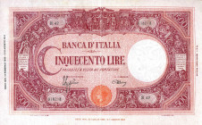 CARTAMONETA - BANCA d'ITALIA - Luogotenenza (1944-1946) - 500 Lire - Barbetti (testina) 13/02/1945 Alfa 471; Lireuro 34F RRRR Azzolini/Urbini Pressato...