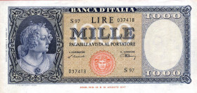 CARTAMONETA - BANCA d'ITALIA - Repubblica Italiana (monetazione in lire) (1946-2001) - 1.000 Lire - Medusa 20/03/1947 Alfa 695; Lireuro 54A Einaudi/Ur...