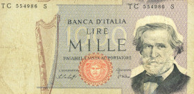CARTAMONETA - BANCA d'ITALIA - Repubblica Italiana (monetazione in lire) (1946-2001) - 1.000 Lire - Verdi 2° tipo 10/01/1977 Alfa 722; Lireuro 56E Baf...