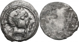 Greek Italy. Etruria, Populonia. AR Unit, 4th century BC. Obv. Male head right, I before. Rev. Blank. Cf. Vecchi EC 16; HN Italy 122; Sambon 79. AR. 0...