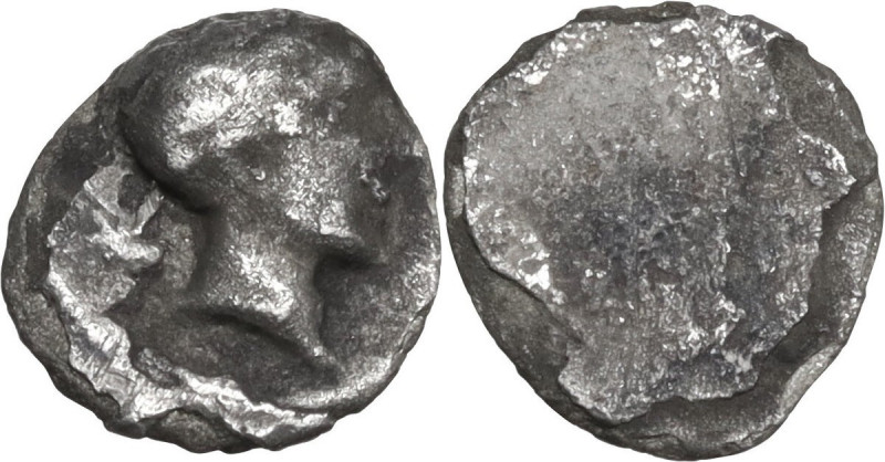 Greek Italy. Etruria, Populonia. AR 0.5-As (Sembella), 3rd century BC. Obv. Male...