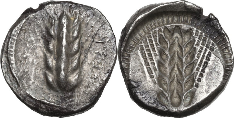 Greek Italy. Southern Lucania, Metapontum. AR Stater, circa 470-440 BC. Obv. MET...