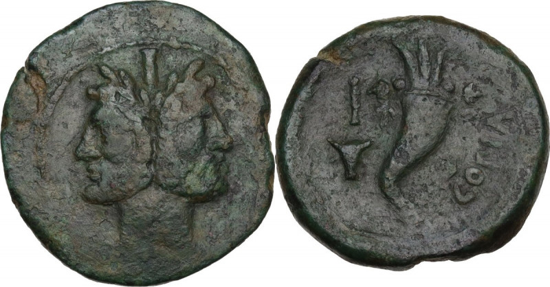 Greek Italy. Southern Lucania, Copia. AE As, after 192 BC. Obv. Laureate and bea...