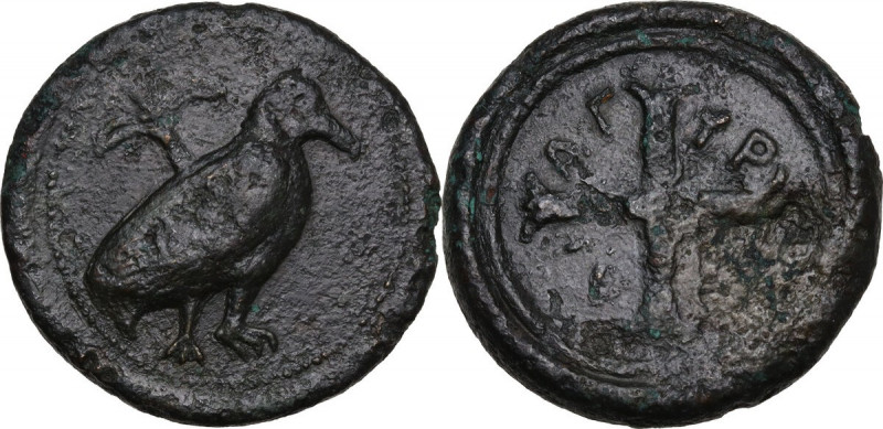 Sicily. Agyrion. AE 27mm (Hemilitron), c. 430-380 BC. Obv. Sea eagle standing ri...