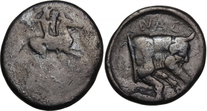 Sicily. Gela. AR Didrachm, c. 490/85-480/75 BC. Obv. Horseman riding right, prep...