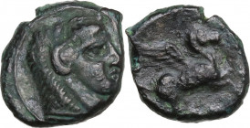 Sicily. Kephaloedium. AE 13.5 mm. c. 339/8-307 BC. Obv. Head of Herakles right, wearing lion skin. Rev. Pegasos flying right. HGC 2 653; CNS I 3; SNG ...