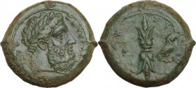 Sicily. Syracuse. Timoleon and the Third Democracy (344-317 BC). AE Hemidrachm, Timoleontic Symmachy coinage, c. 344-338 BC. Obv. Laureate head of Zeu...