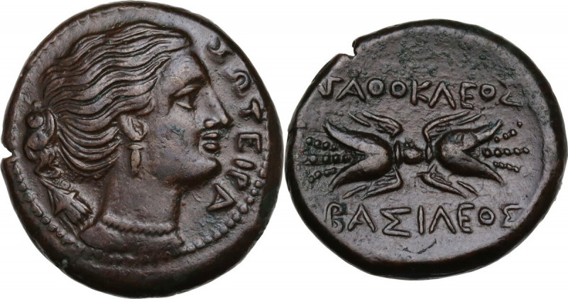 Sicily. Syracuse. Agathokles (317-289 BC). AE 23 mm. 295-289 BC. Obv. ΣΩTEIPA. H...