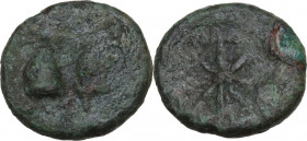 Sicily. Tyndaris. AE 13mm. end of 3rd century BC. Obv. Starry caps of the Dioscuri; below, XI. Rev. [TYNΔAPITAN] Eight-rayed star. HGC 2 1631; CNS I 2...