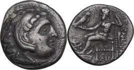 Continental Greece. Kings of Macedon. Alexander III "the Great" (336-323 BC). AR Drachm. Unidentified mint. Obv. Head of Herakles right, wearing lion ...