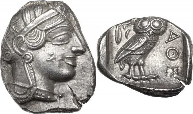 Continental Greece. Attica, Athens. AR Tetradrachm, c. 454-404 BC. Obv. Helmeted...