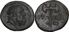 Greek Asia. Lydia, Thyateira. AE 16 mm. early 1st century AD. Obv. Head of Herakles right. Rev. ΘΥΑΤ-ΕΙPΗ / NΩ - N. Labrys (double axe). RPC I 2379. A...