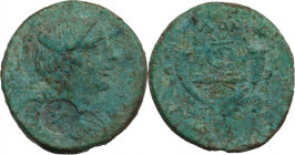 Greek Asia. Phrygia, Philomelion. AE 23.5 mm. Skythi-Magistrate, 2nd-1st centuries BC. Obv. Draped bust of Nike right, with palm-frond over shoulder; ...