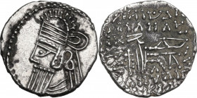 Greek Asia. Kings of Parthia. Osroes II (c. 190-208 AD). AR Drachm. Ekbatana mint. Obv. Diademed bust left, wearing tiara. Rev. Archer (Arsakes I) sea...