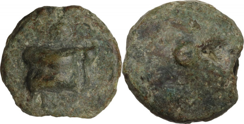 Dioscuri/Mercury series. AE Cast Uncia, c. 280 BC. Obv. Knucklebone seen from ou...