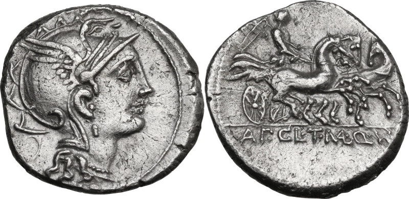 Appius Claudius Pulcher, T. Manlius Mancinus and Q. Urbinius. AR Denarius, 111-1...